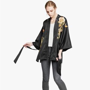 Floral Black Kimono Top